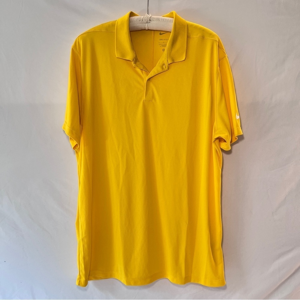 Nike Dri Fit Bright Yellow Polo Size Large